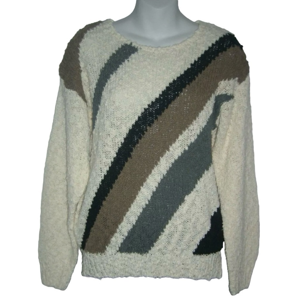 Vintage 80's Knitivo Sweater Ivory Retro Soft Girl Fuzzy egirl Grunge Dynasty